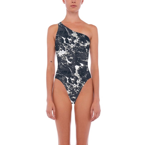Norma Kamali NWT One Shoulder one piece CAMO Print Swimsuit size large - Picture 1 of 7